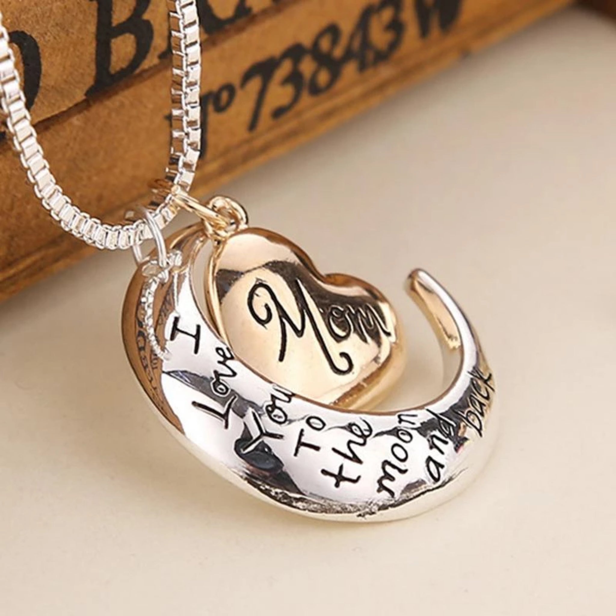 Necklace I Love You to the Moon and Back Mom
