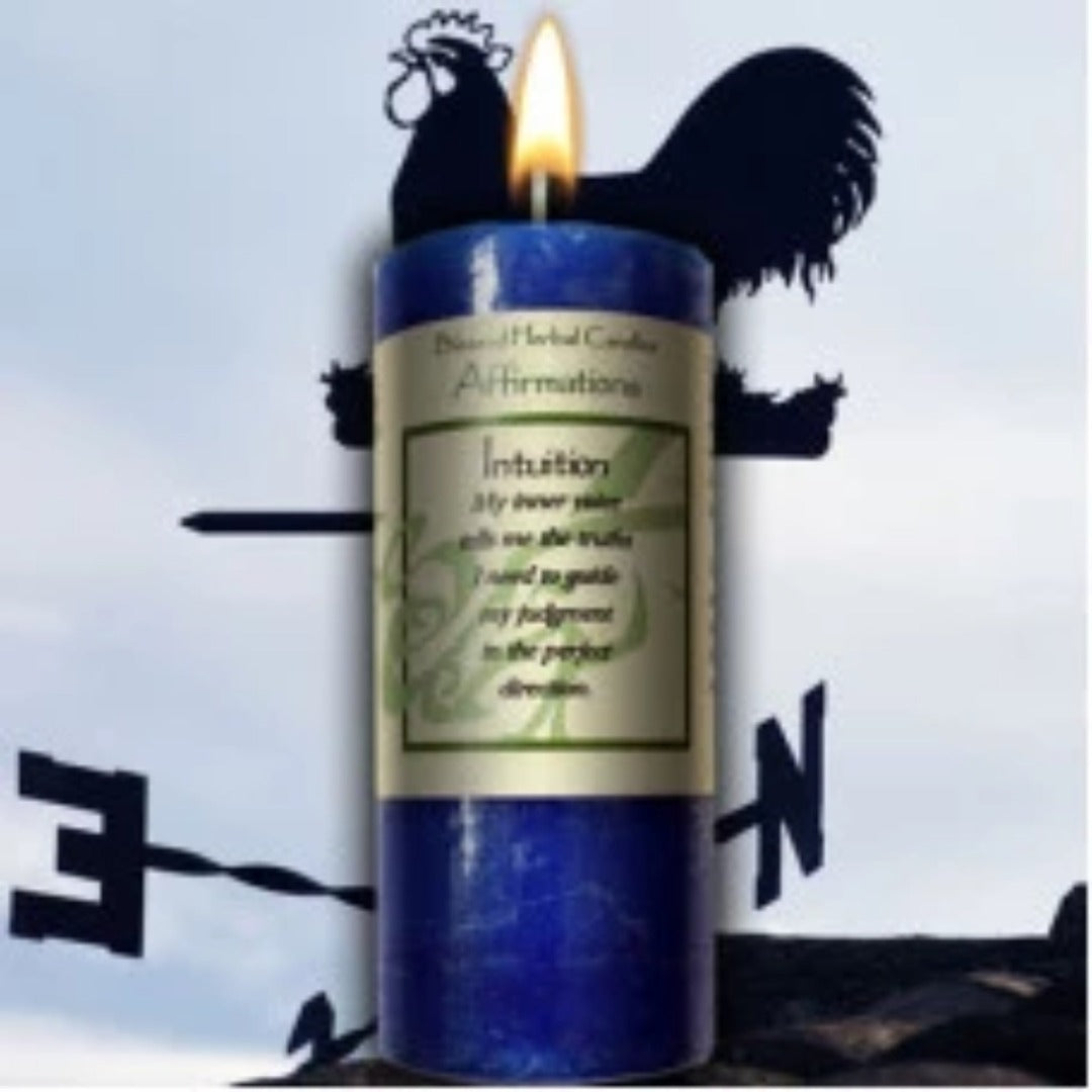 A brilliant blue candle with a breath of lavender. 2x4 pillar with a 40 hour burn time.
