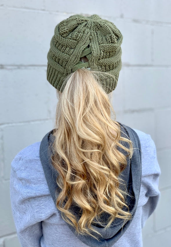 C.C  Criss Cross Ponytail Beanie