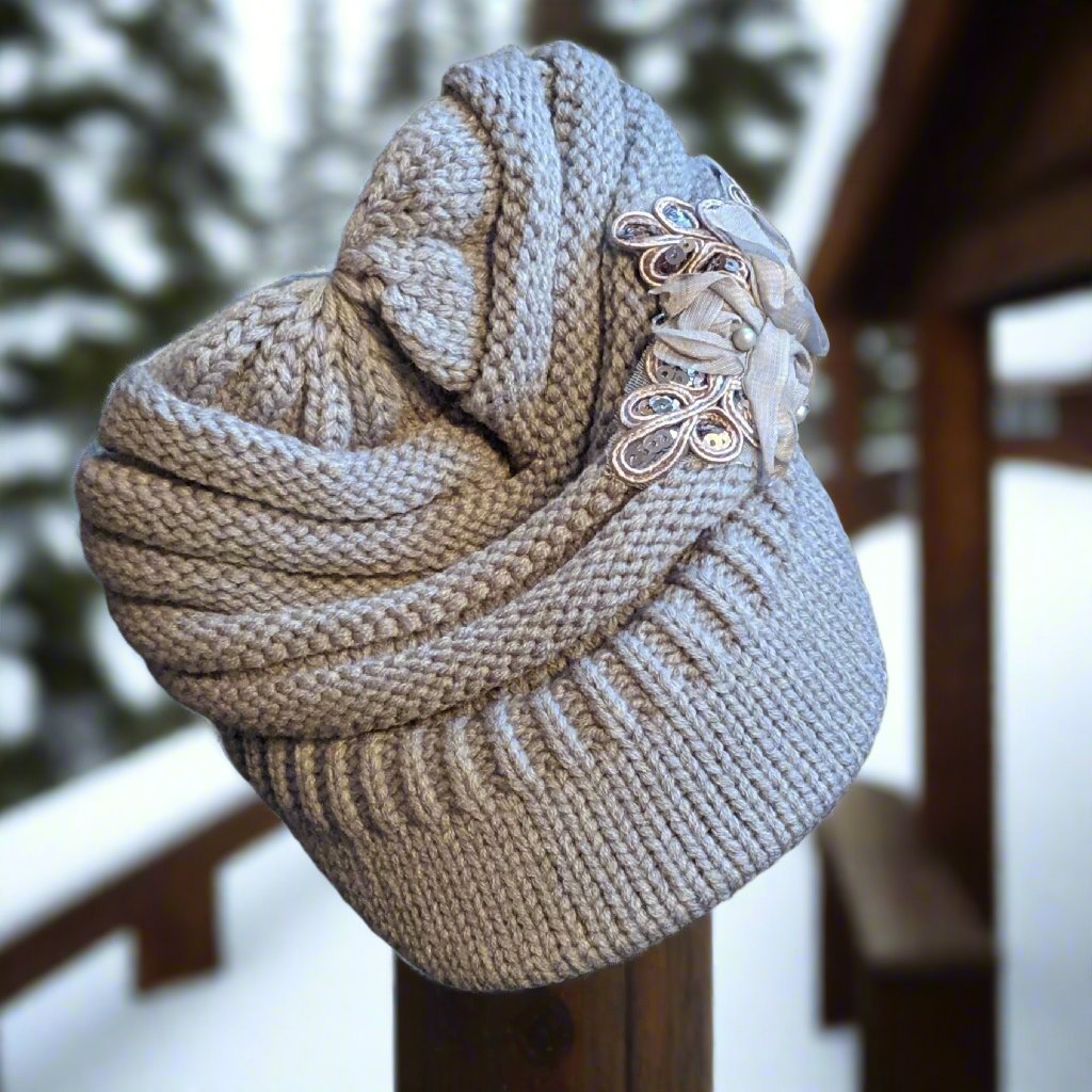 Beanie with flowers